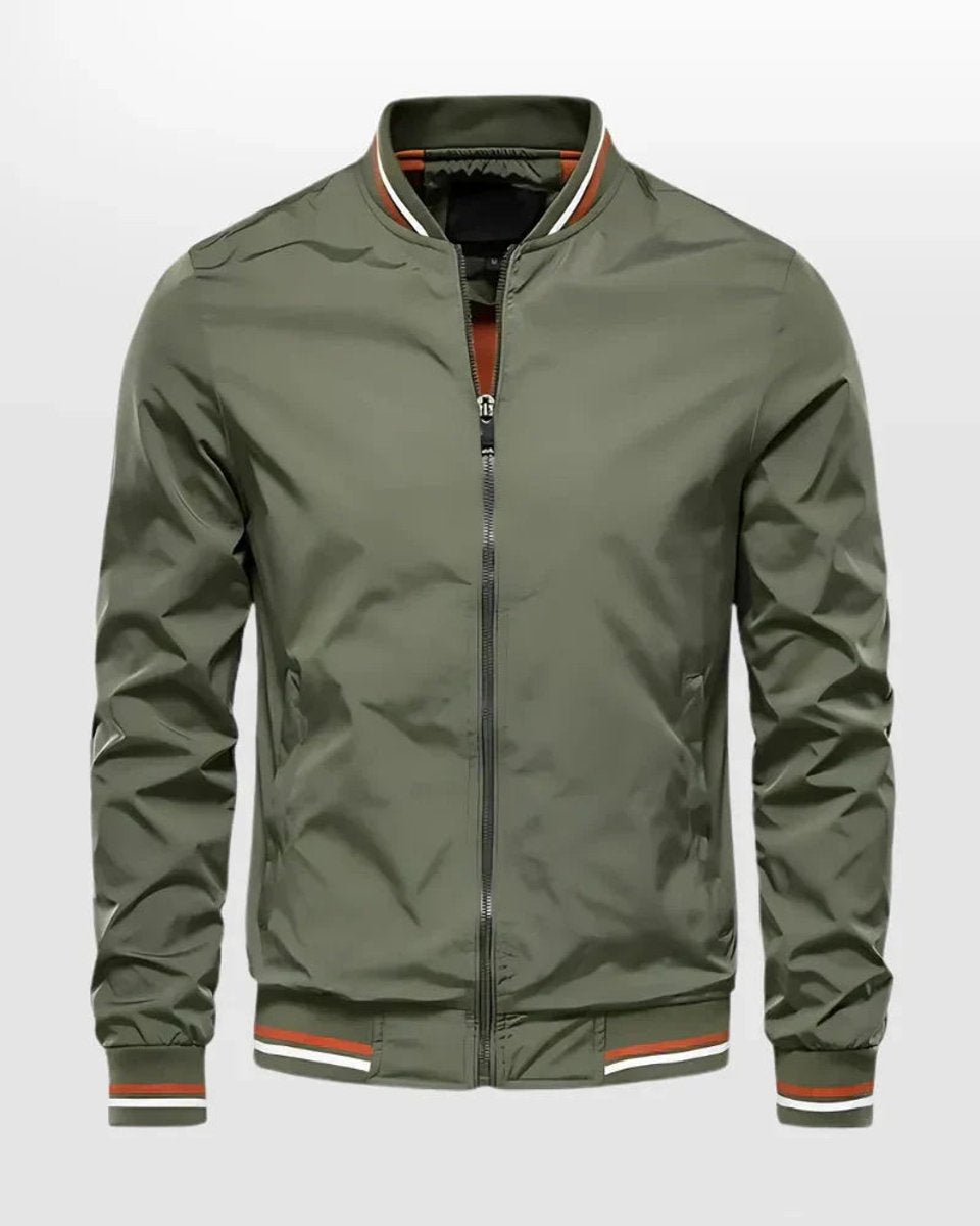 Leo | Men's Lightweight Striped Ribbed-Cuff Bomber Jacket
