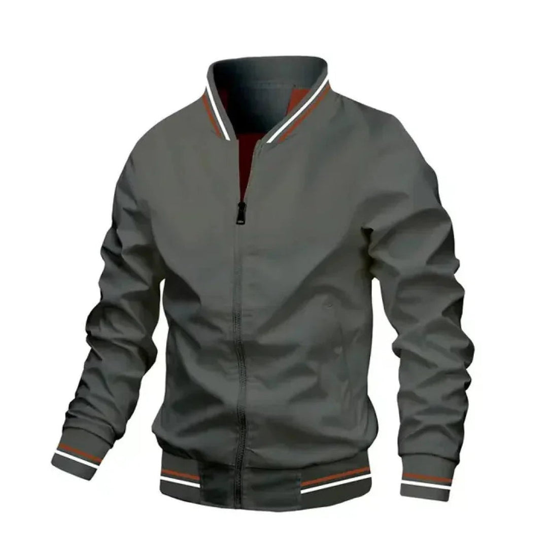 Leo | Men's Lightweight Striped Ribbed-Cuff Bomber Jacket