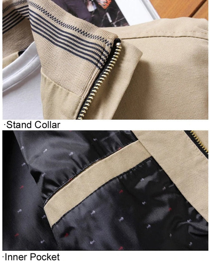 Thomas | Men's Lightweight Waterproof Bomber Jacket Wind Resistant Zip