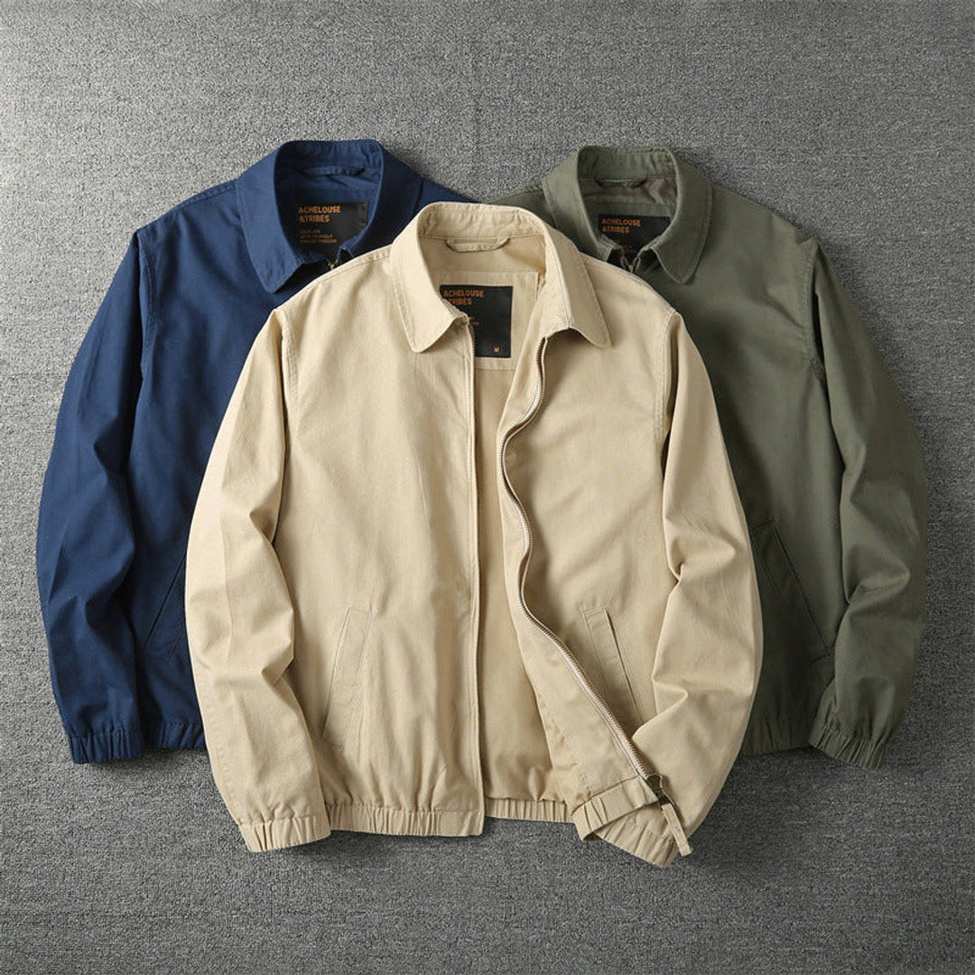 William | Mens Lightweight Zip-Up Bomber Jacket Elasticated Cuff Coat