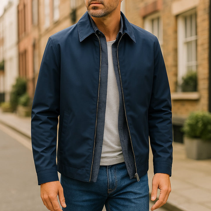 Archie | Mens Lightweight Zip-Up Windbreaker Jacket Gingham Lined