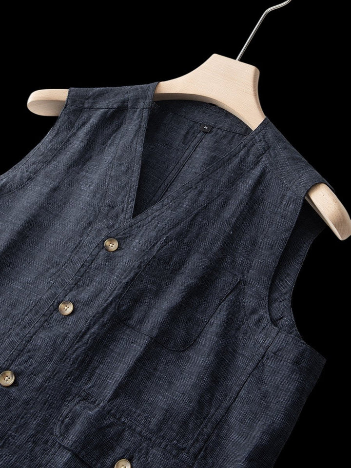 Jack | Men's Linen Sleeveless Waistcoat Vest Cardigan Button-Front