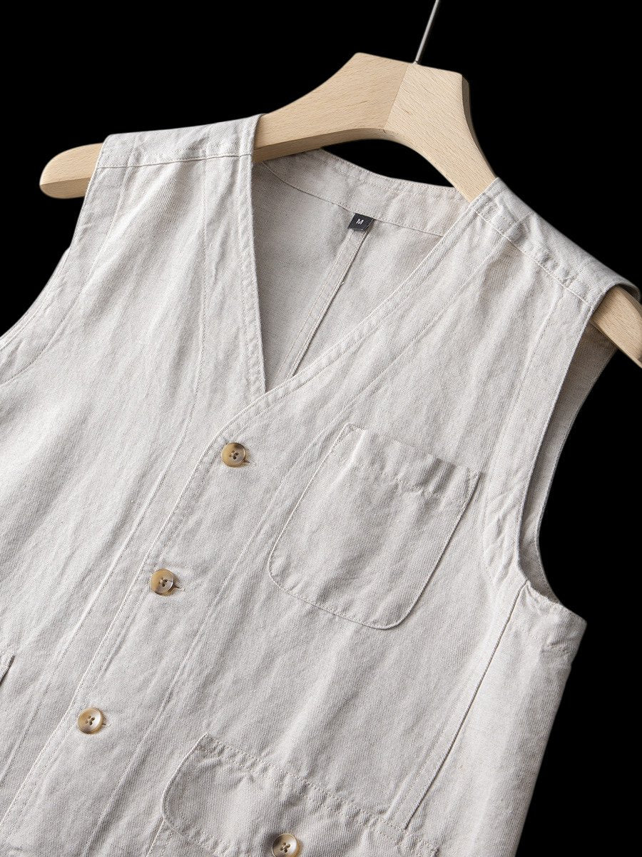 Jack | Men's Linen Sleeveless Waistcoat Vest Cardigan Button-Front