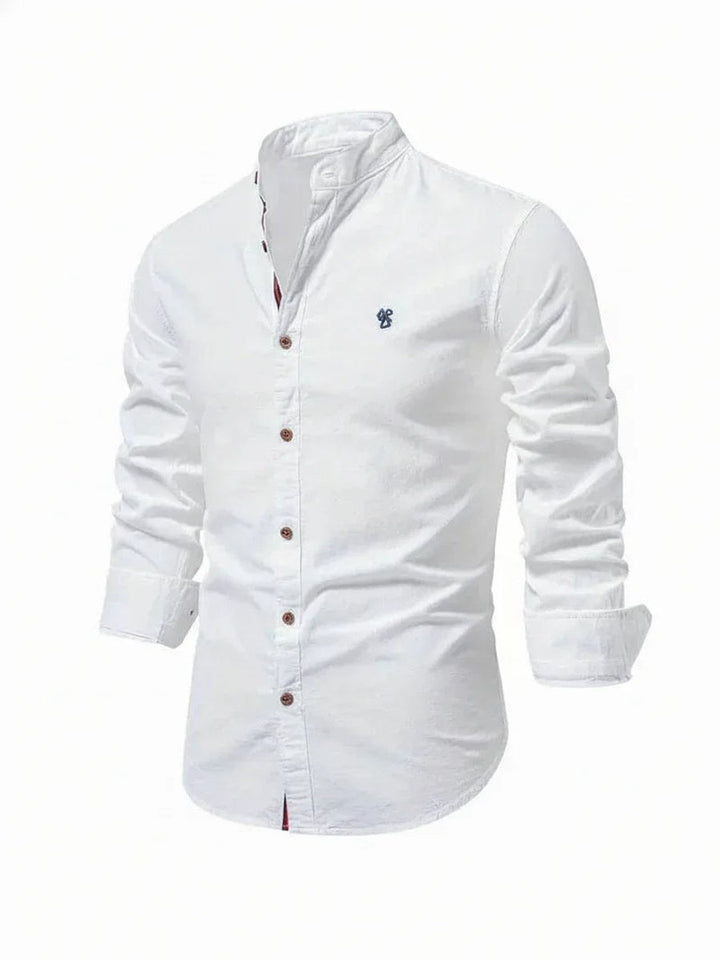 Jacob | Men's Long-Sleeve Grandad Collar Shirt Slim Fit Button Placket