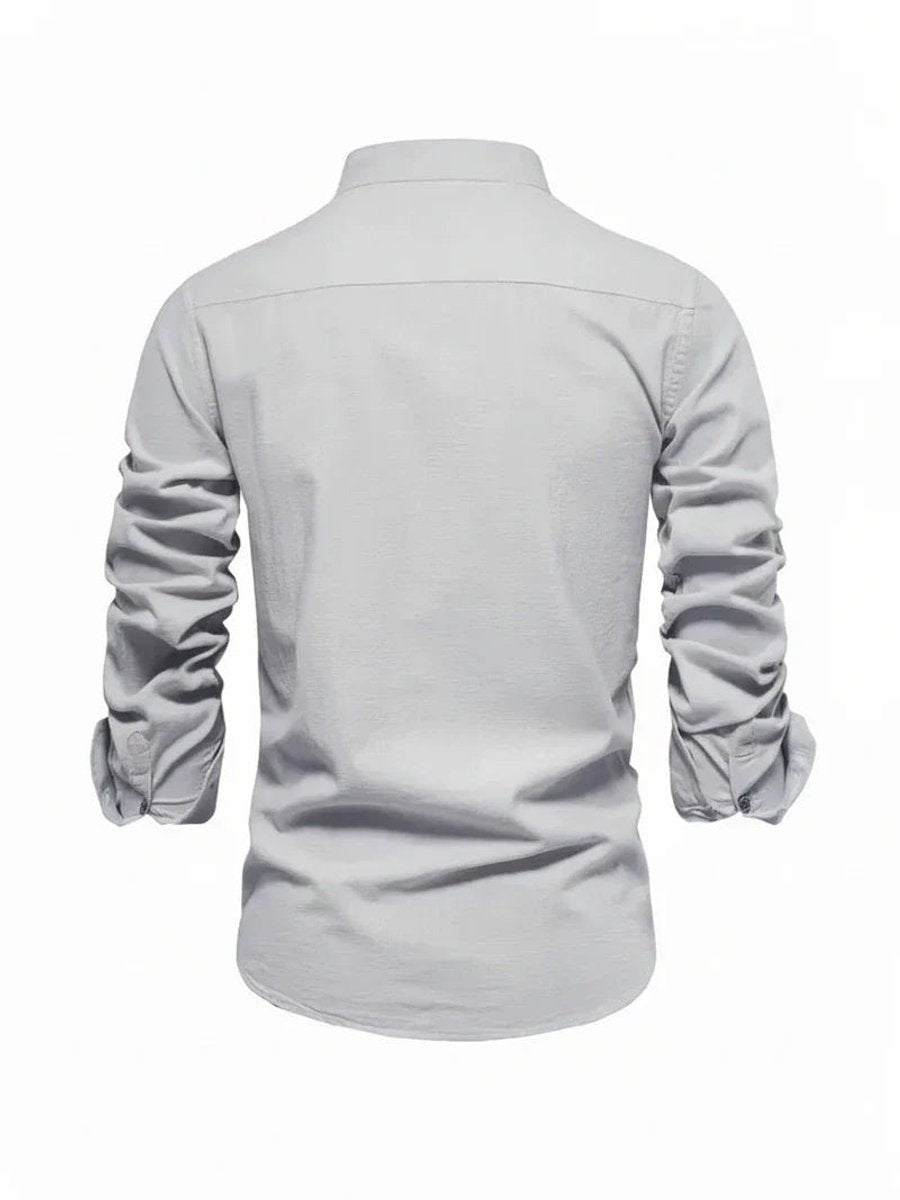 Jacob | Men's Long-Sleeve Grandad Collar Shirt Slim Fit Button Placket