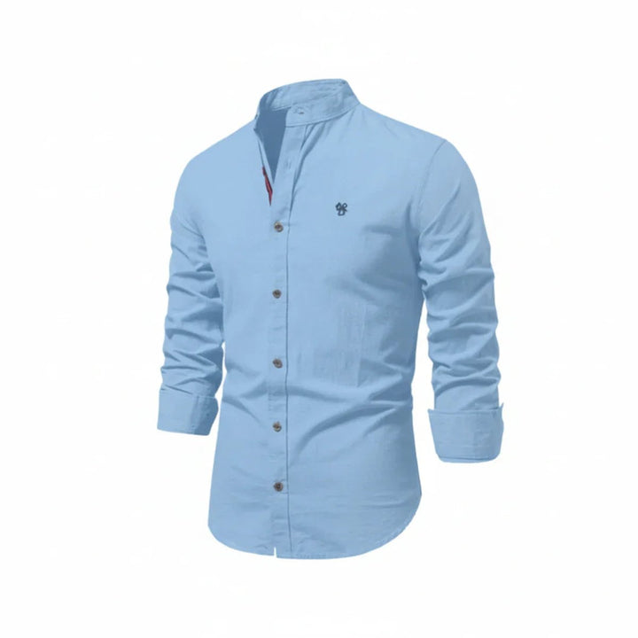 Jacob | Men's Long-Sleeve Grandad Collar Shirt Slim Fit Button Placket