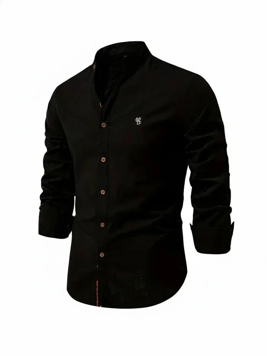 Jacob | Men's Long-Sleeve Grandad Collar Shirt Slim Fit Button Placket