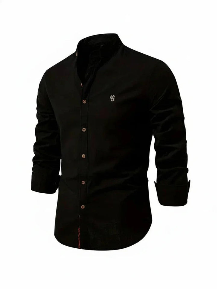 Jacob | Men's Long-Sleeve Grandad Collar Shirt Slim Fit Button Placket