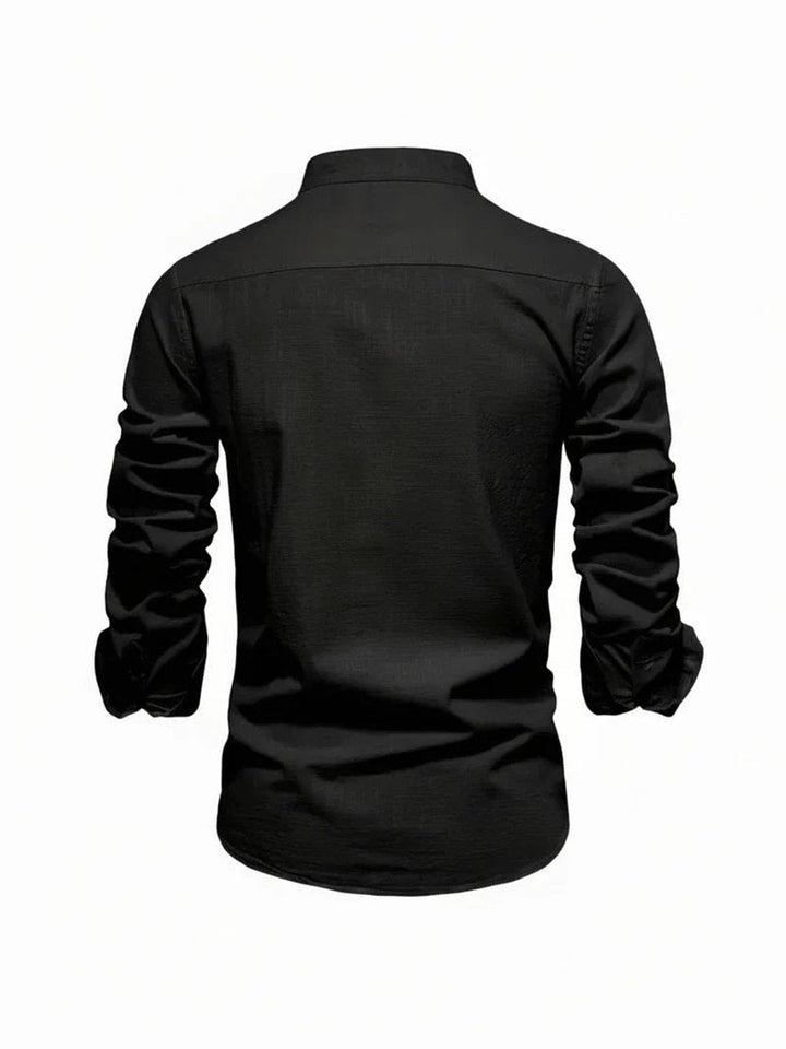 Jacob | Men's Long-Sleeve Grandad Collar Shirt Slim Fit Button Placket