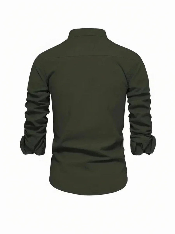 Jacob | Men's Long-Sleeve Grandad Collar Shirt Slim Fit Button Placket