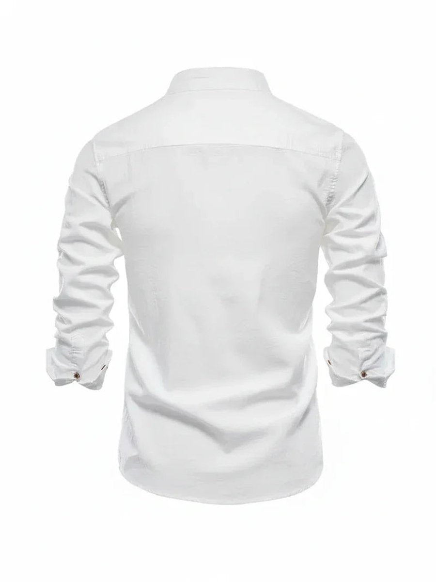 Jacob | Men's Long-Sleeve Grandad Collar Shirt Slim Fit Button Placket