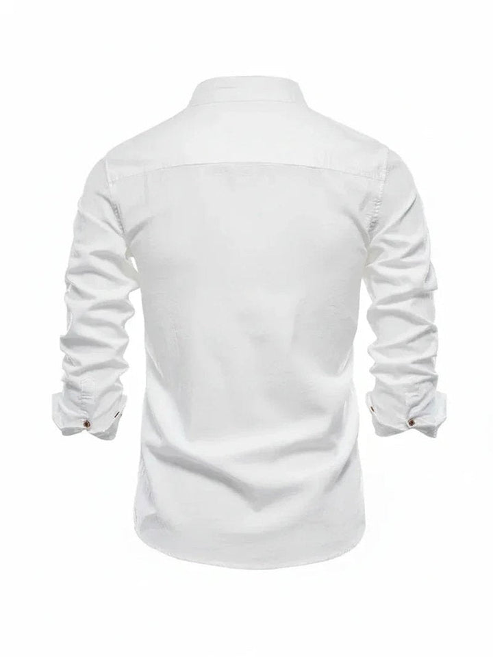 Jacob | Men's Long-Sleeve Grandad Collar Shirt Slim Fit Button Placket