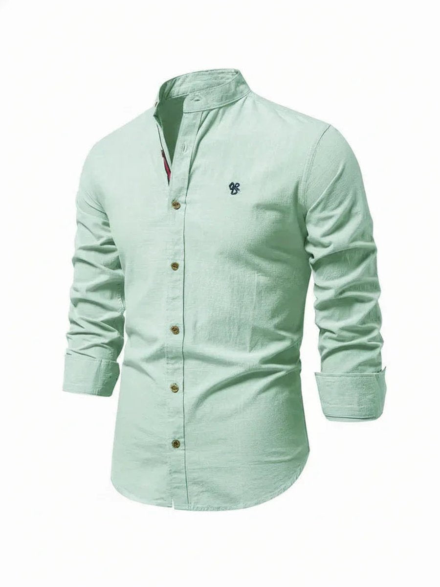 Jacob | Men's Long-Sleeve Grandad Collar Shirt Slim Fit Button Placket
