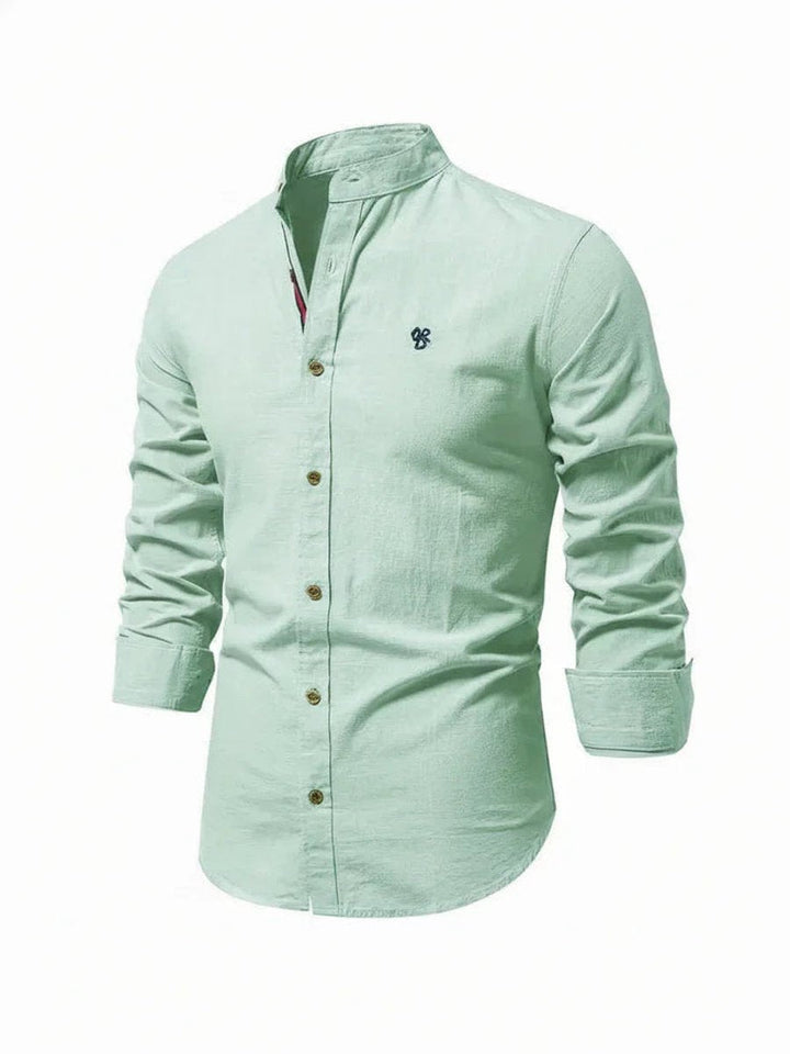 Jacob | Men's Long-Sleeve Grandad Collar Shirt Slim Fit Button Placket