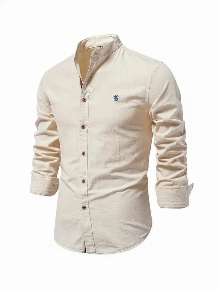 Jacob | Men's Long-Sleeve Grandad Collar Shirt Slim Fit Button Placket