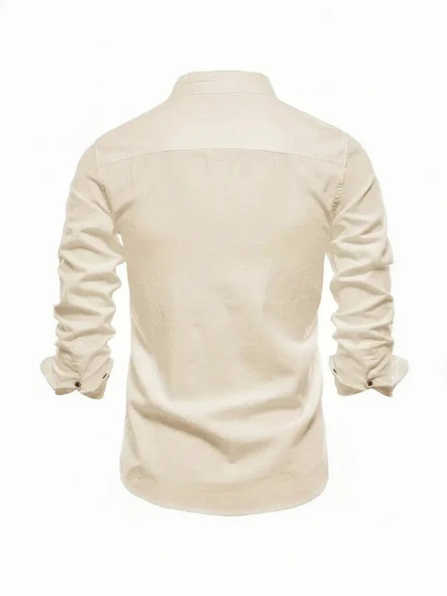 Jacob | Men's Long-Sleeve Grandad Collar Shirt Slim Fit Button Placket