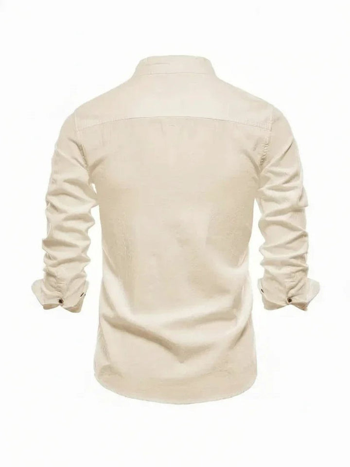 Jacob | Men's Long-Sleeve Grandad Collar Shirt Slim Fit Button Placket
