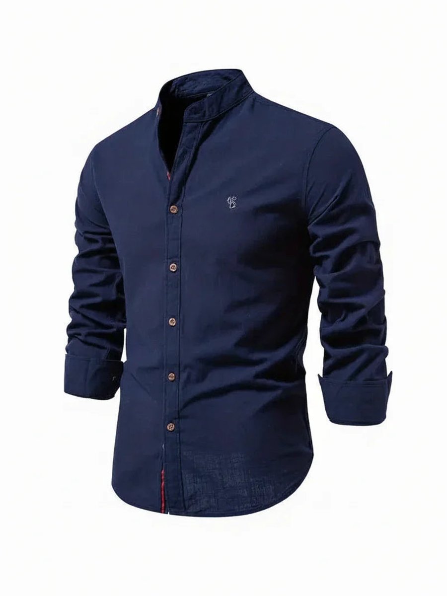 Jacob | Men's Long-Sleeve Grandad Collar Shirt Slim Fit Button Placket