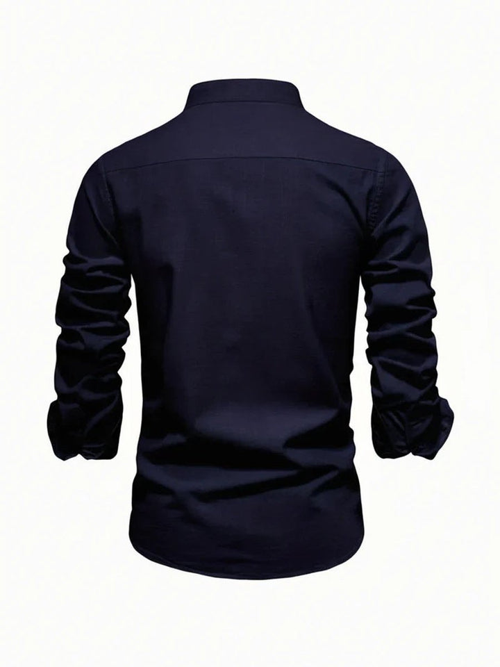 Jacob | Men's Long-Sleeve Grandad Collar Shirt Slim Fit Button Placket