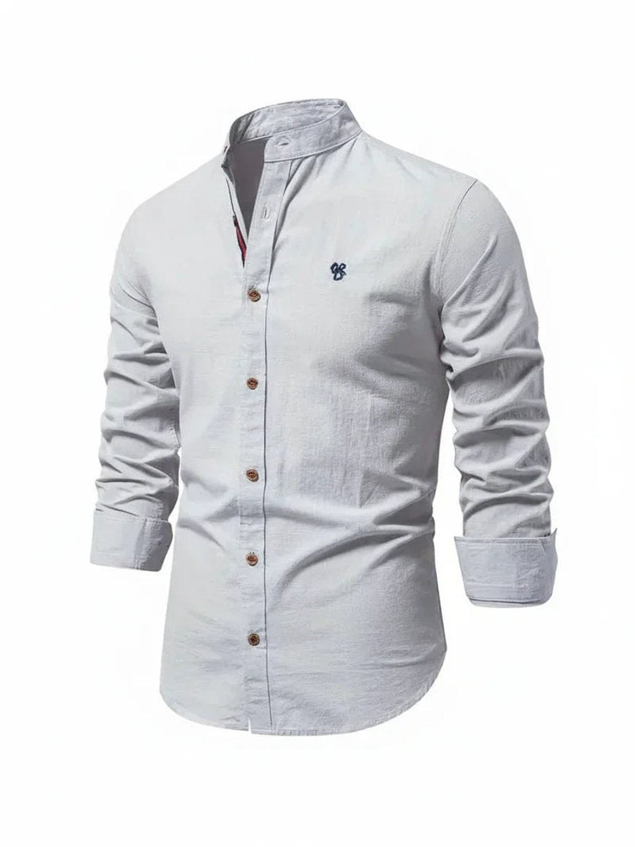Jacob | Men's Long-Sleeve Grandad Collar Shirt Slim Fit Button Placket