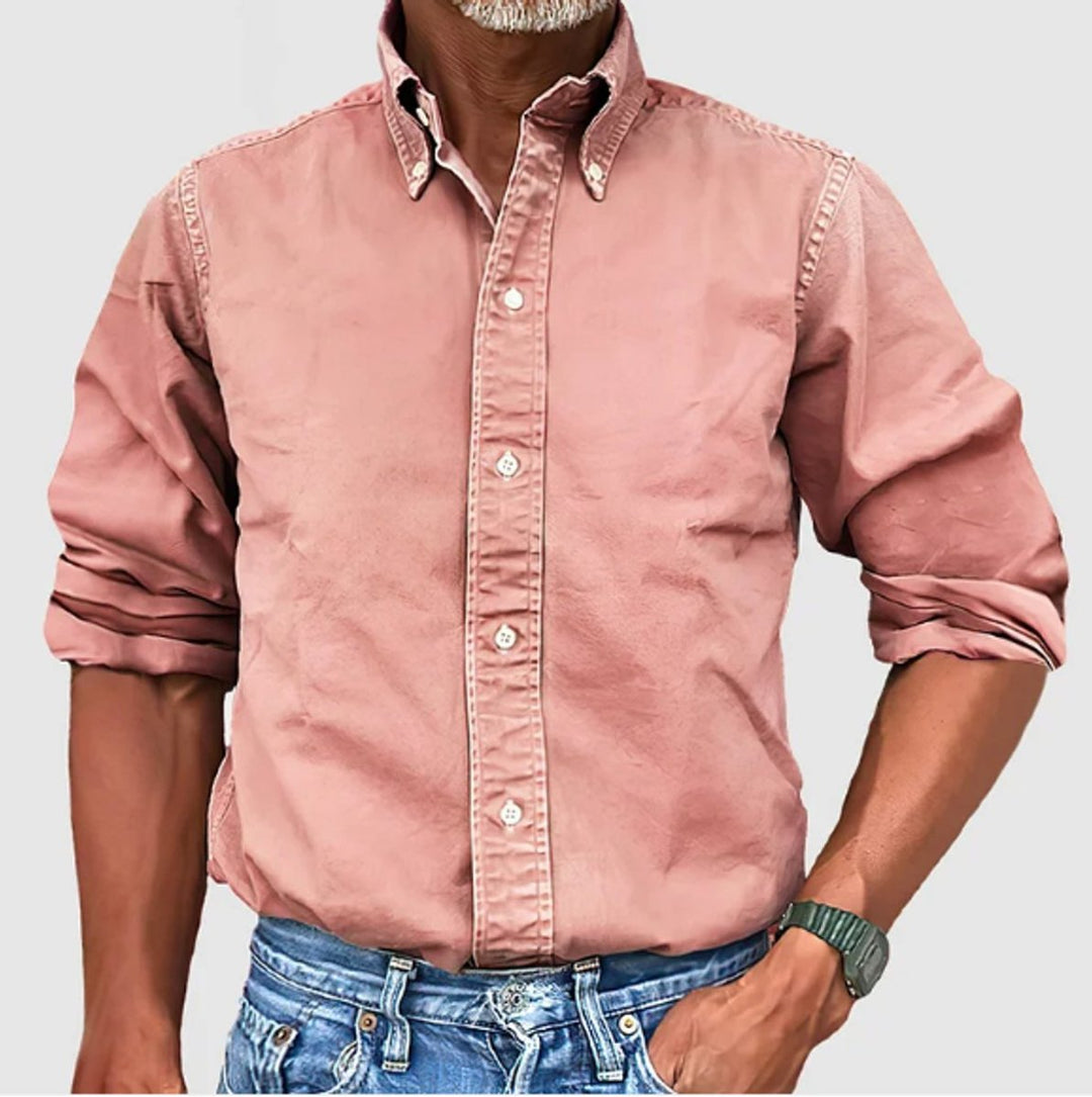 James | Men's Long-Sleeve Button-Down Cotton Shirt Regular Fit