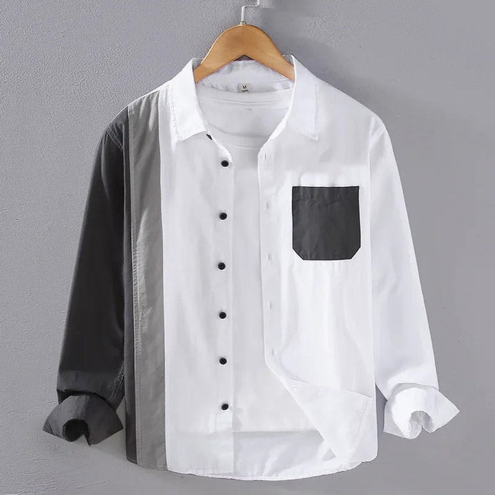 Leo | Men's Long Sleeve Colour Block Shirt Button-Up Contrast Pocket