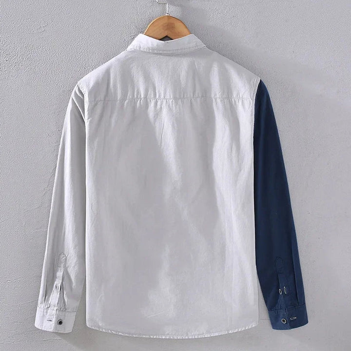 Leo | Men's Long Sleeve Colour Block Shirt Button-Up Contrast Pocket