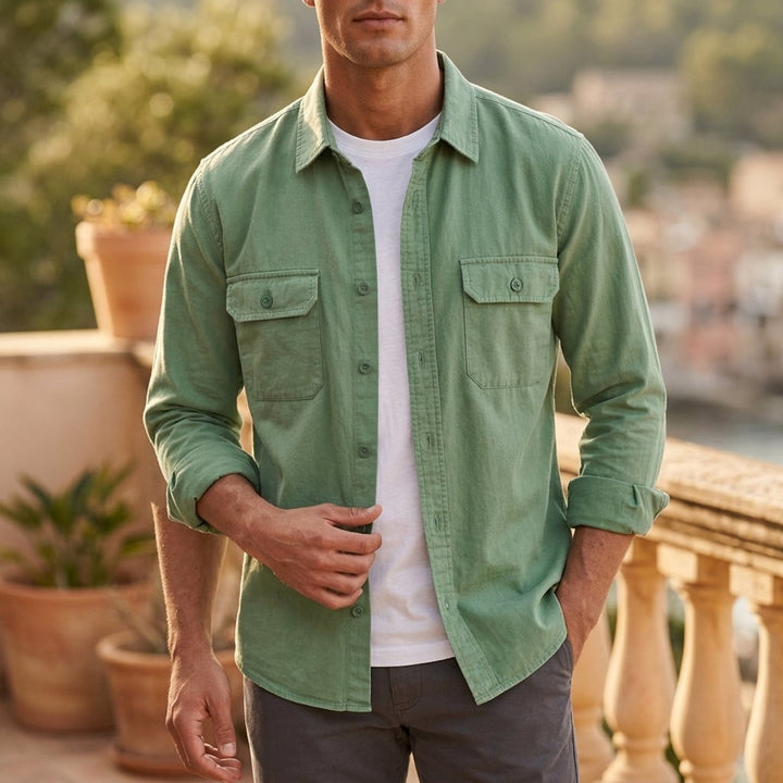 George | Men's Cotton Flannel Overshirt Dual Buttoned Chest Pockets
