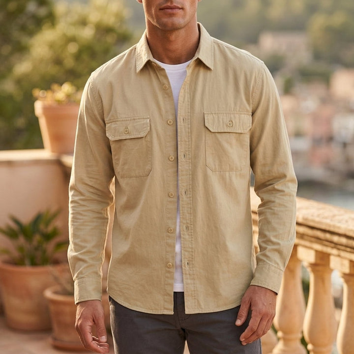 George | Men's Cotton Flannel Overshirt Dual Buttoned Chest Pockets