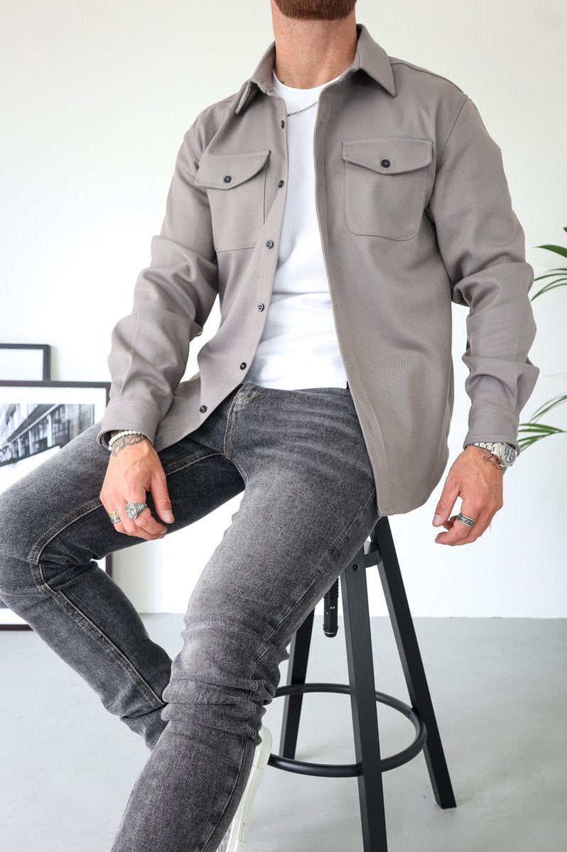 Jacob | Men's Cotton Flannel Overshirt Shirt Jacket Dual Chest Pockets