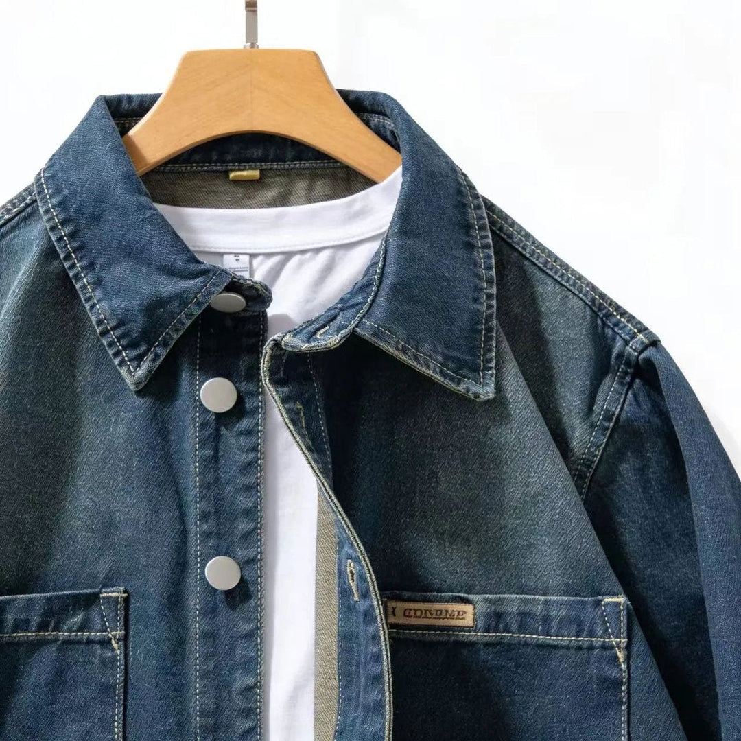 James | Men's Denim Overshirt Long Sleeve Relaxed Fit Chest Pockets