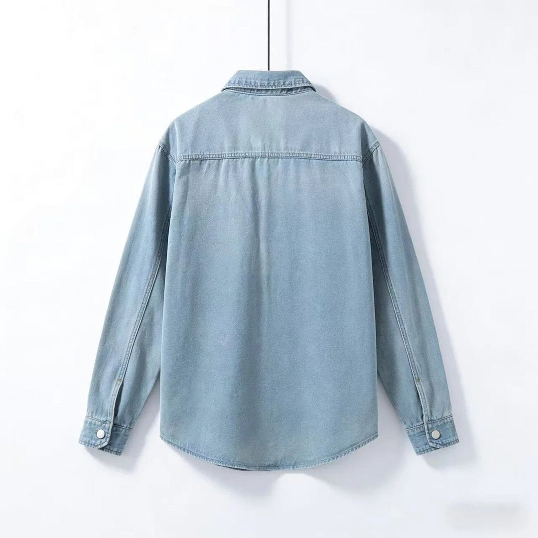 James | Men's Denim Overshirt Long Sleeve Relaxed Fit Chest Pockets