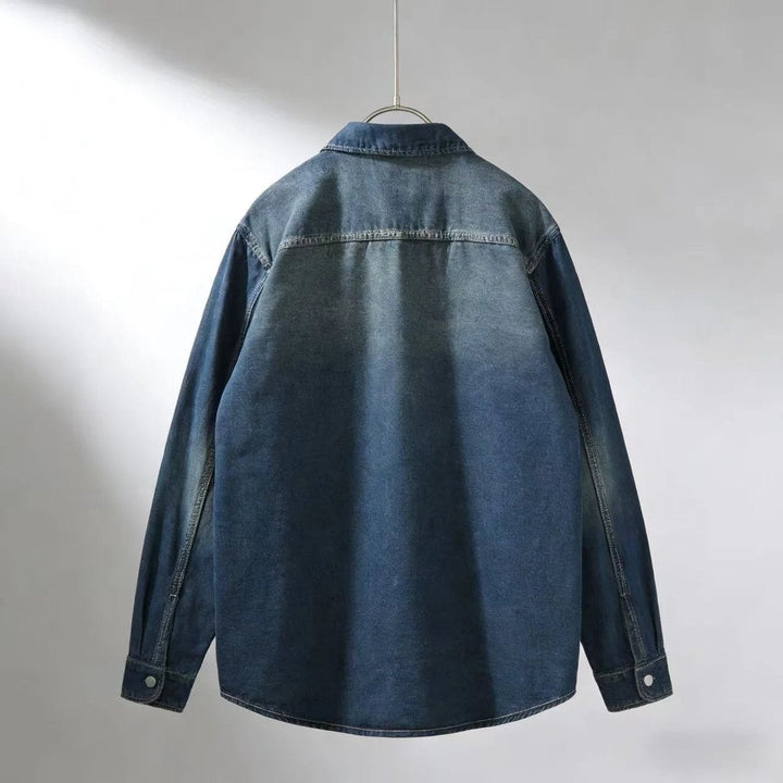 James | Men's Denim Overshirt Long Sleeve Relaxed Fit Chest Pockets
