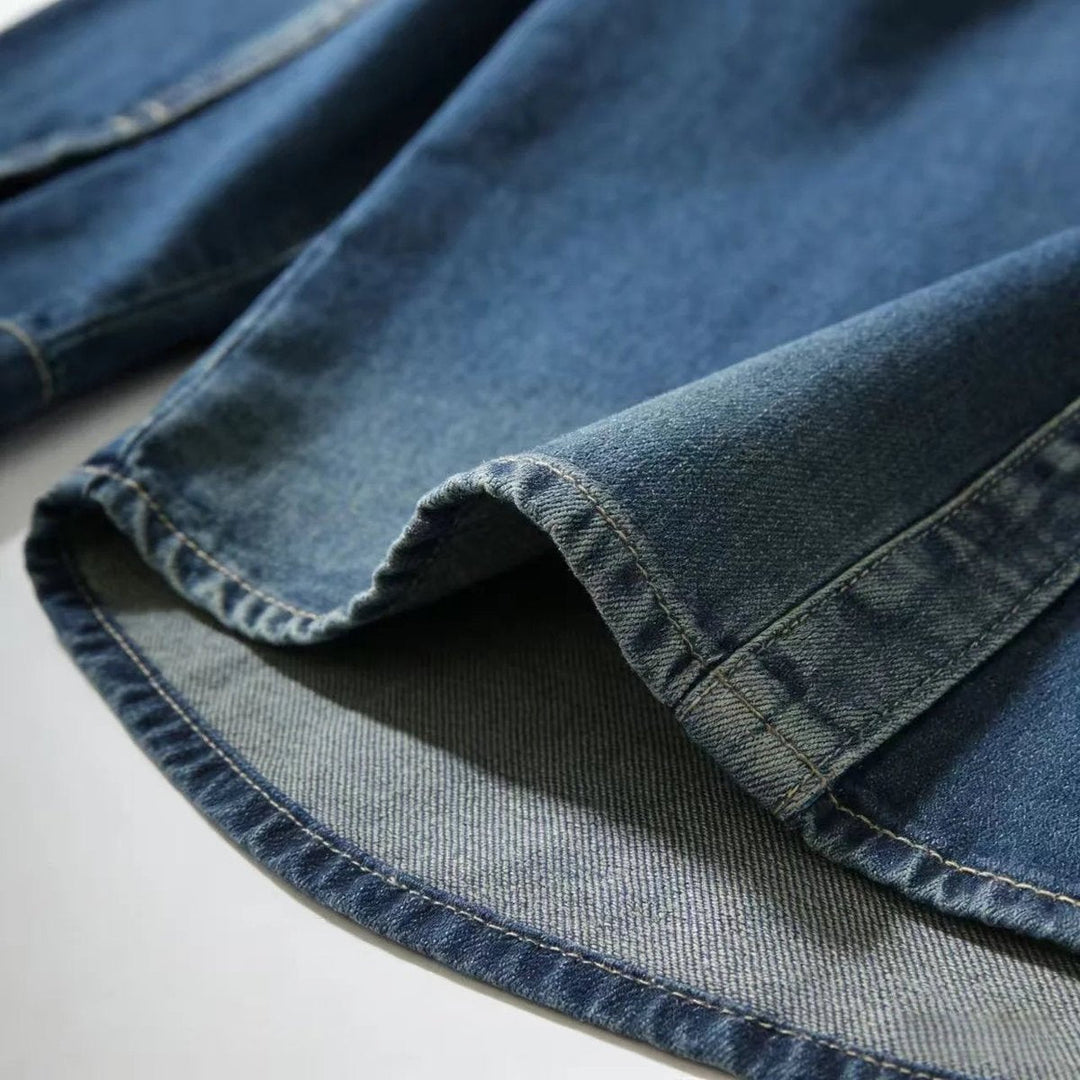James | Men's Denim Overshirt Long Sleeve Relaxed Fit Chest Pockets