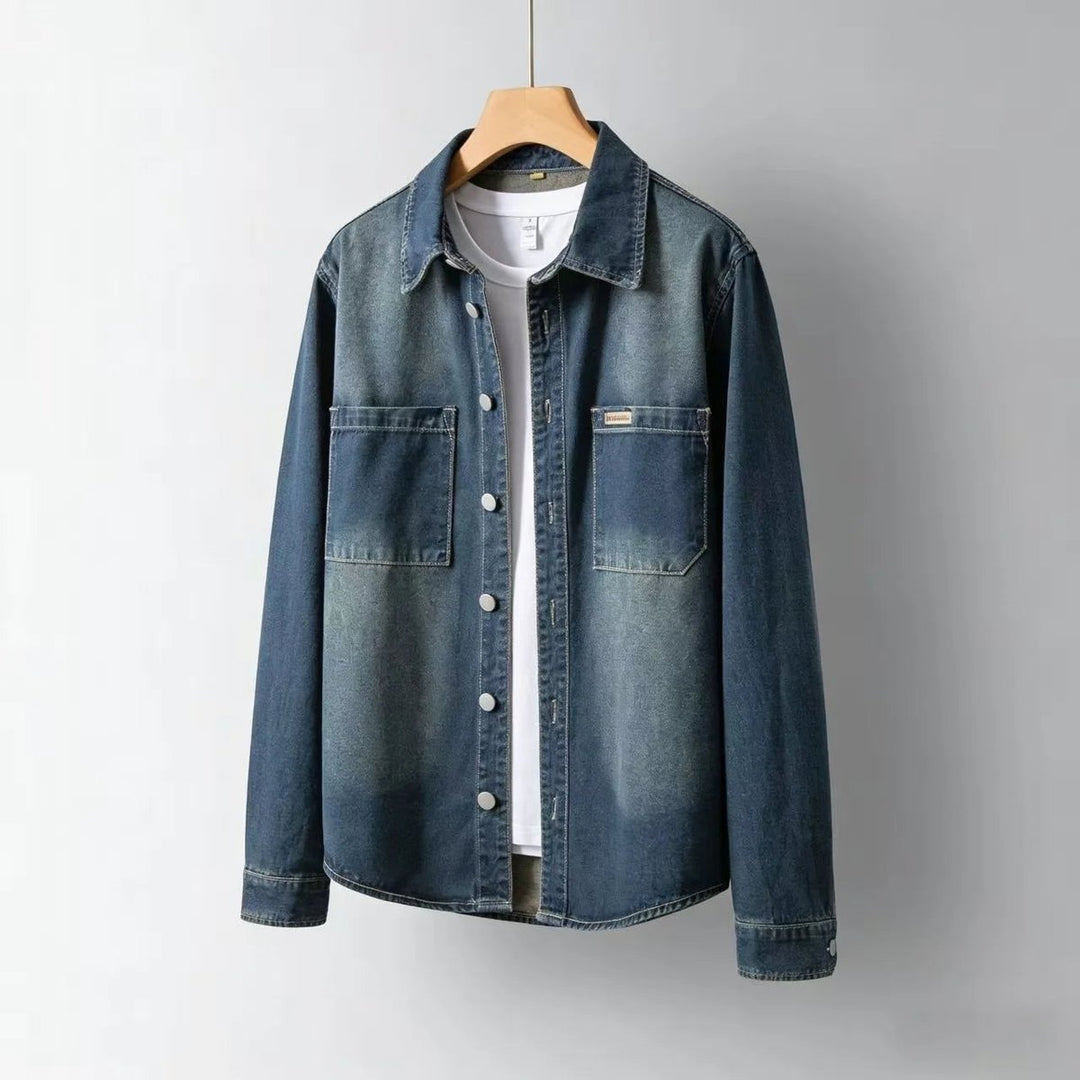 James | Men's Denim Overshirt Long Sleeve Relaxed Fit Chest Pockets