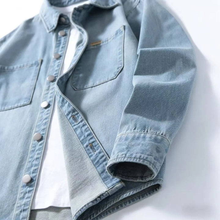 James | Men's Denim Overshirt Long Sleeve Relaxed Fit Chest Pockets