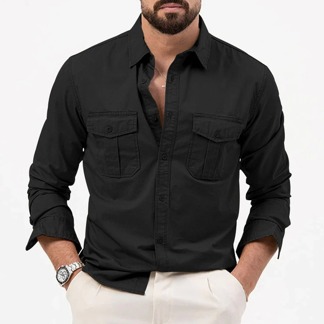 Theo | Men's Long-Sleeve Dual Chest Pocket Shirt Tailored Fit