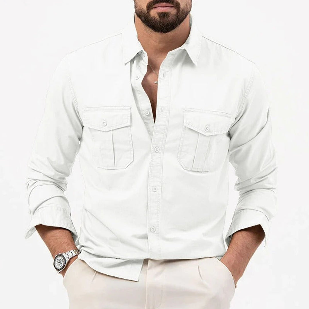 Theo | Men's Long-Sleeve Dual Chest Pocket Shirt Tailored Fit