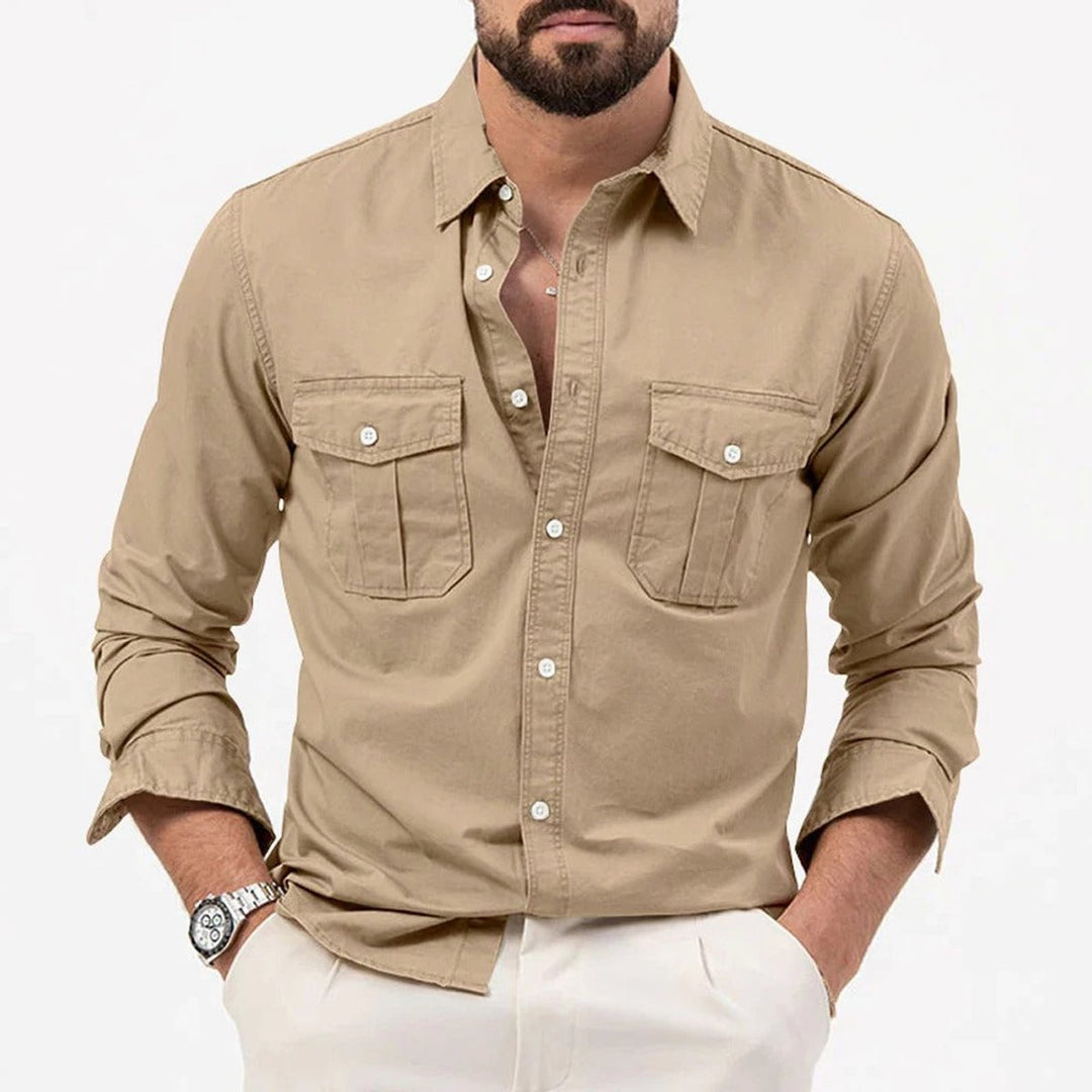 Theo | Men's Long-Sleeve Dual Chest Pocket Shirt Tailored Fit