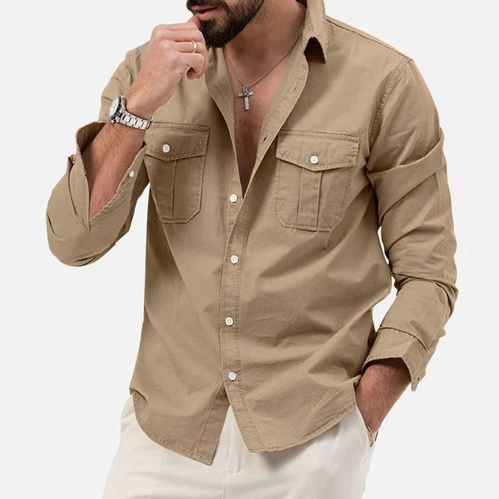 Theo | Men's Long-Sleeve Dual Chest Pocket Shirt Tailored Fit