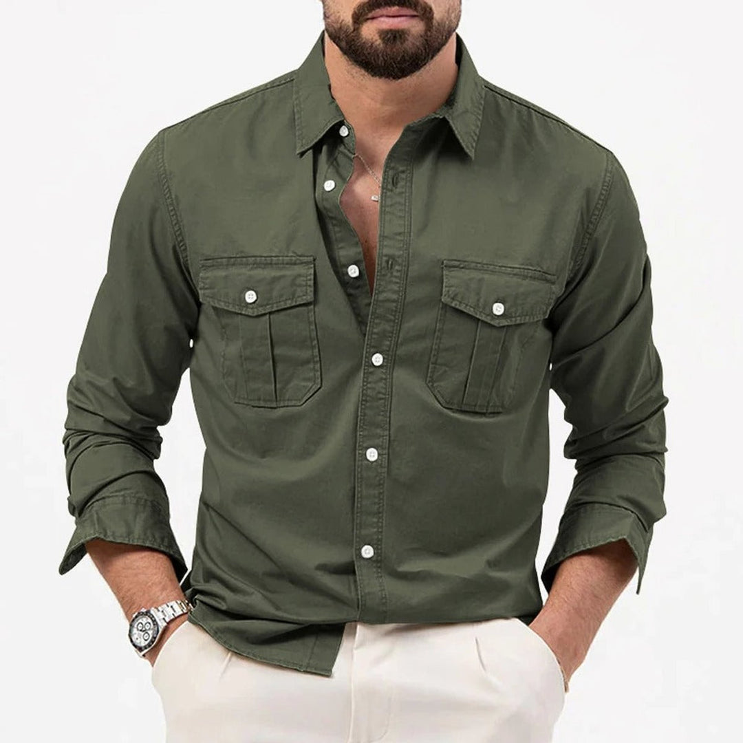 Theo | Men's Long-Sleeve Dual Chest Pocket Shirt Tailored Fit