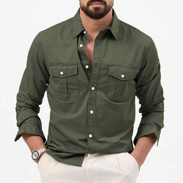 Theo | Men's Long-Sleeve Dual Chest Pocket Shirt Tailored Fit