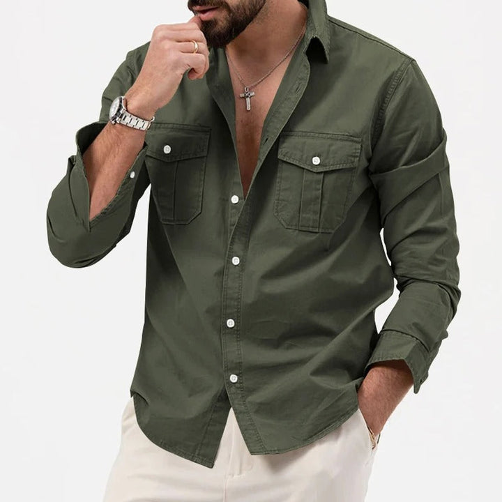 Theo | Men's Long-Sleeve Dual Chest Pocket Shirt Tailored Fit