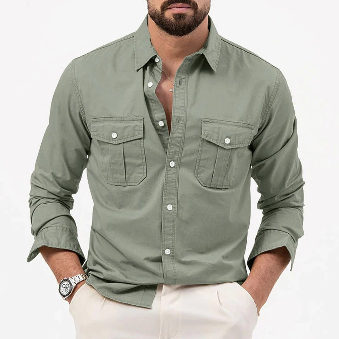 Theo | Men's Long-Sleeve Dual Chest Pocket Shirt Tailored Fit