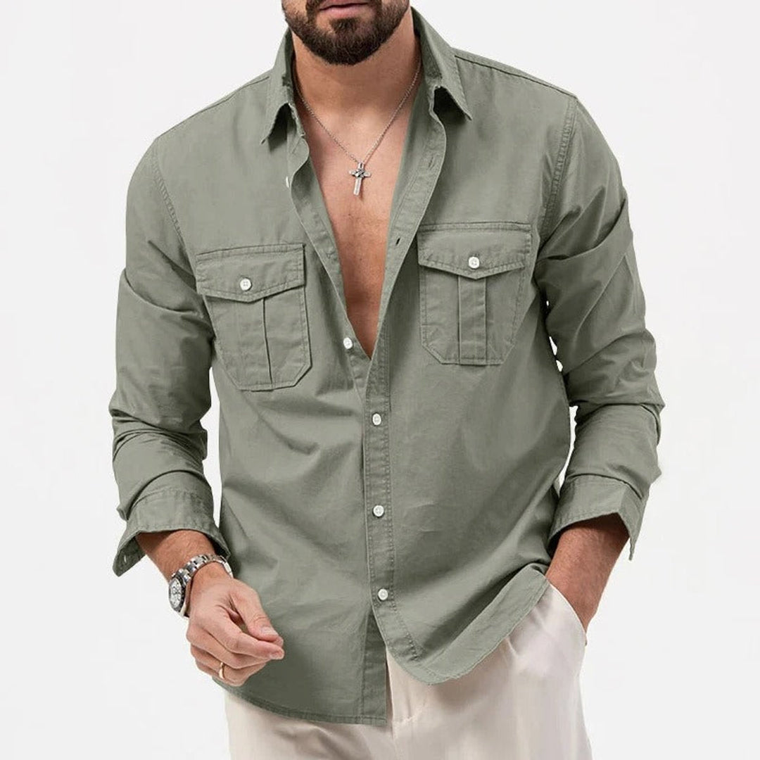 Theo | Men's Long-Sleeve Dual Chest Pocket Shirt Tailored Fit