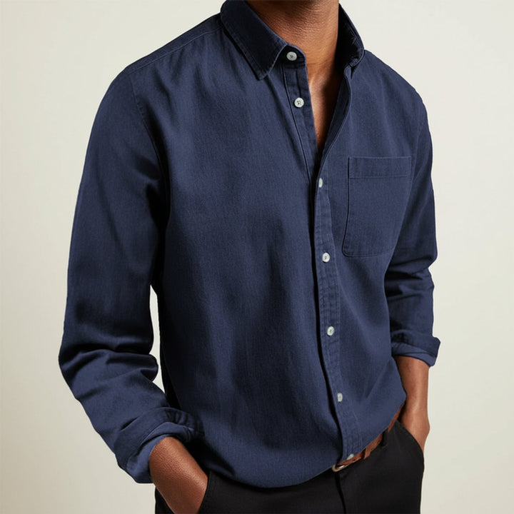 Charlie | Men's Long Sleeve Flannel Shirt Button-Front Chest Pocket