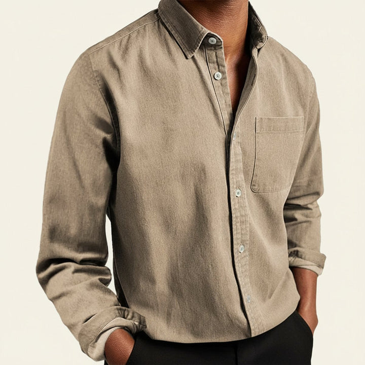 Charlie | Men's Long Sleeve Flannel Shirt Button-Front Chest Pocket