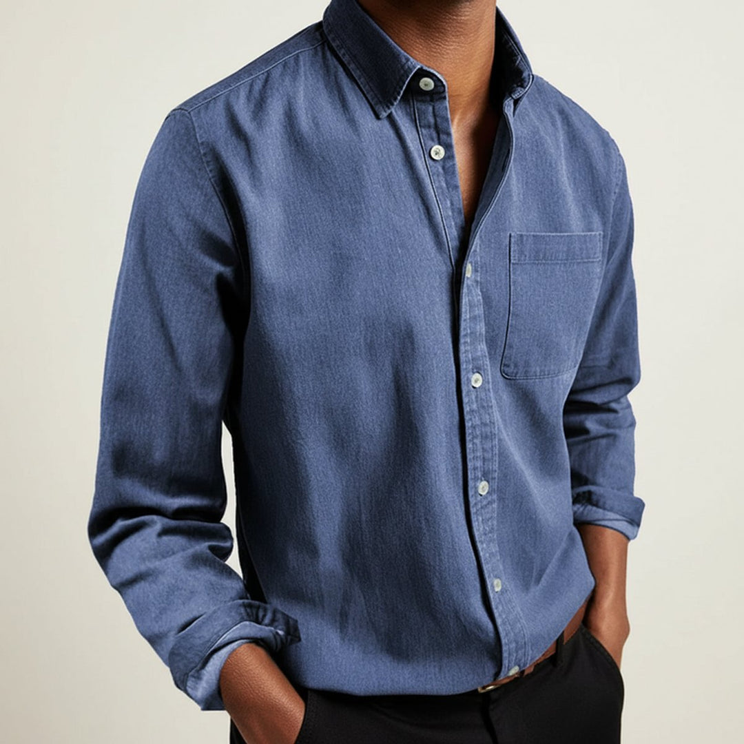 Charlie | Men's Long Sleeve Flannel Shirt Button-Front Chest Pocket