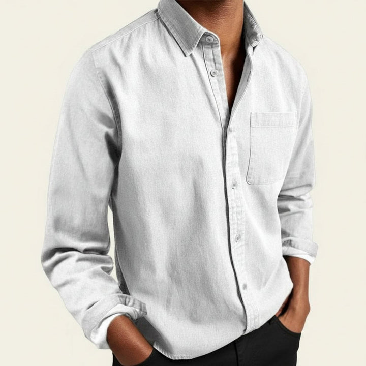 Charlie | Men's Long Sleeve Flannel Shirt Button-Front Chest Pocket
