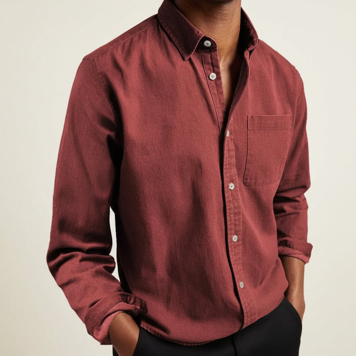 Charlie | Men's Long Sleeve Flannel Shirt Button-Front Chest Pocket